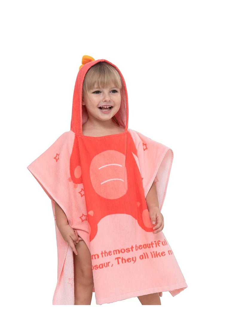 واي آند دي Kids Bath Towel,Children Hooded Towel, Microfiber Towel Super Soft, Robe Poncho Bathrobe, for Boys Girls Swimming Beach Holiday Water Playing, Cartoon Animal Pattern (Pink Dinosaur) - Image 3