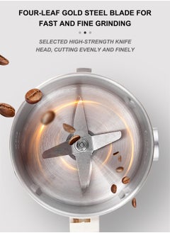 ET-LIFE Electric Grinder, 800g Stainless Steel Coffee-Bean Grinder Stainless Steel, for Spices, Herbs, and Nuts Grinding and Coffee CR-0429 White  - Image 5