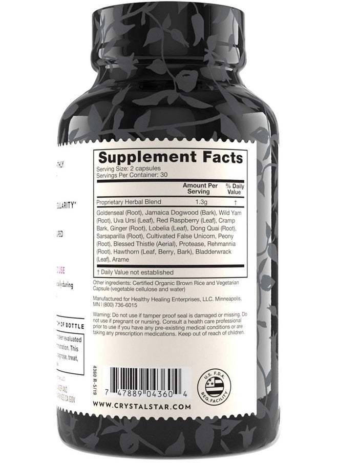 Crystal Star Women'S Best Friend (60 Capsules) Herbal Menstrual Relief Supplement For Help With Cramps & Bloating Dong Quai Cramp Bark Hawthorne & Red Raspberry Nongmo  - Image 4