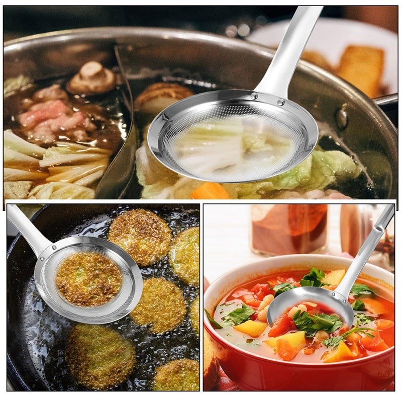 Stainless Steel Fine Mesh Skimmer Strainer Ladle Oil Grease Separator for Pasta Soup Hot Pot - Image 4