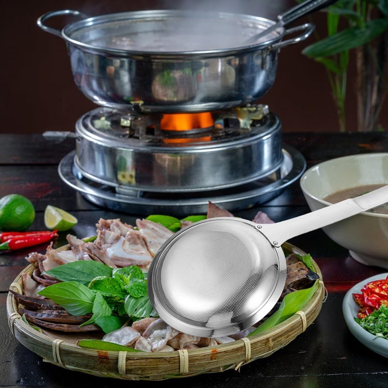 Stainless Steel Fine Mesh Skimmer Strainer Ladle Oil Grease Separator for Pasta Soup Hot Pot - Image 5