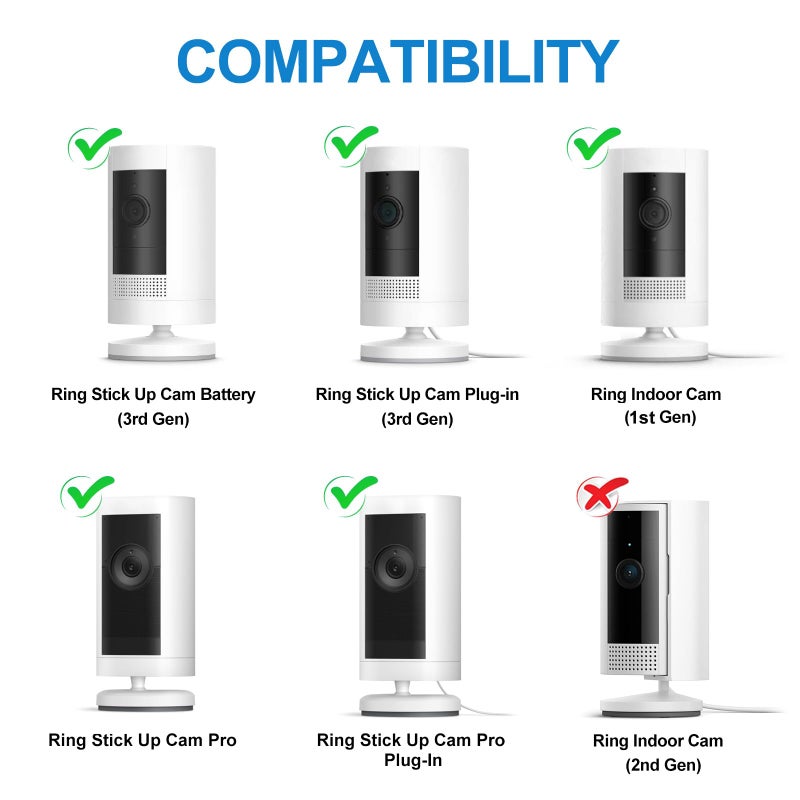ALERTCAM 2Pack Adhesive Wall Mount for Ring Stick Up Cam & Ring Indoor Cam(1st Gen), 360 Degree Adjustable Screwless Bracket for Your Ring Surveillance Camera, 2 Ways Installation Without Drilling  - Image 2