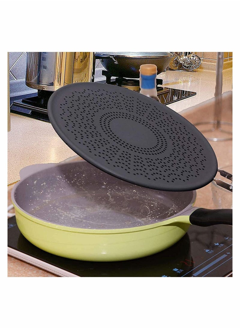 Y&D - Silicone Splatter Screen, Pan Cover with Folding Handle, High Heat Resistant Oil Splash Guard, Insulation Cooling Mat - Image 1