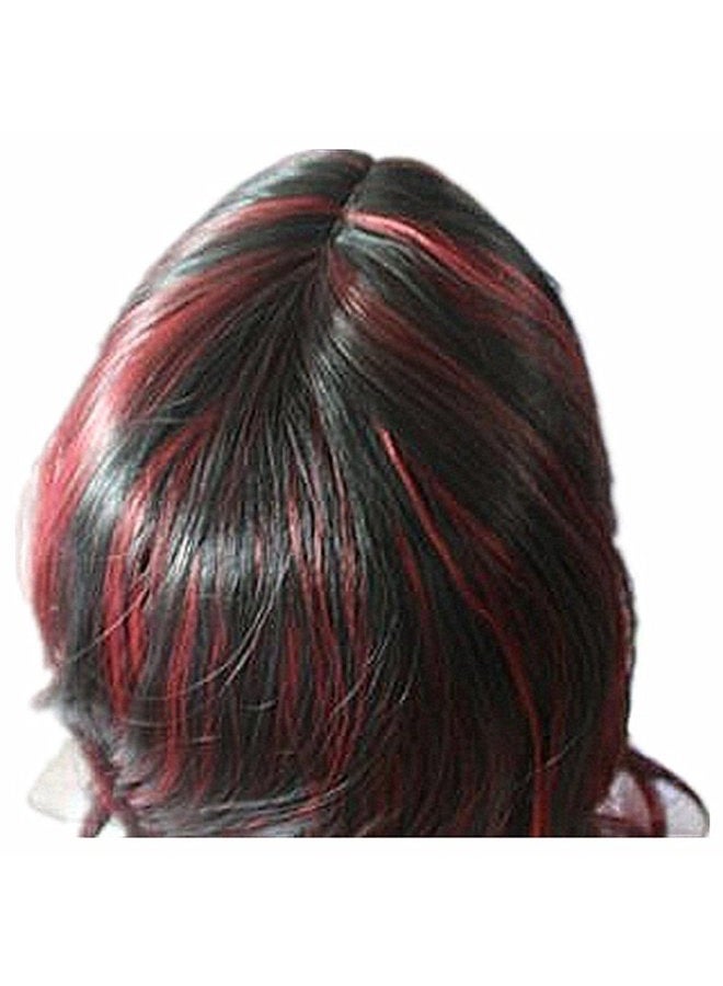 WeAlake Long Hair Wigs Wavy Curly 24" Glamorous Women Black Red Highlights Synthetic Cosplay Daily Party Clothing Wig with Wig Cap - Image 3