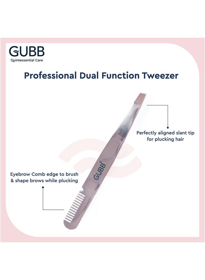 غوب ملقط GUBB ذو الطرف المائل لشعر الوجه والحواجب والشفاه العلوية للنساء والرجال مع مشط للحواجب | ملقط شعر - الشفاه العلوية والحواجب، ملقط شعر سريع وسهل الاستخدام - قوي ومقاوم للصدأ - Image 2