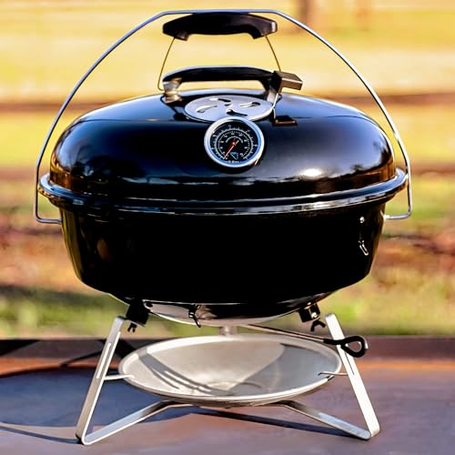 Slow 'N Sear SnS Grills Slow ‘N Sear Travel Kettle, 2-Zone Cook Charcoal Basket and Easy Spin 18” Grate - Portable Charcoal Grill for BBQ Cooking - Travel Kettle 18” - Image 3