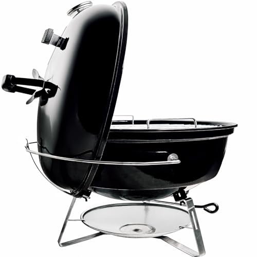 Slow 'N Sear SnS Grills Slow ‘N Sear Travel Kettle, 2-Zone Cook Charcoal Basket and Easy Spin 18” Grate - Portable Charcoal Grill for BBQ Cooking - Travel Kettle 18” - Image 2