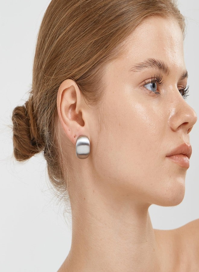 FANZE 2 Pairs Matte Gold Sliver Clip on Earrings for Women No Piercing Comfortable Fashion Jewelry Gift for Holiday Daily - Image 3