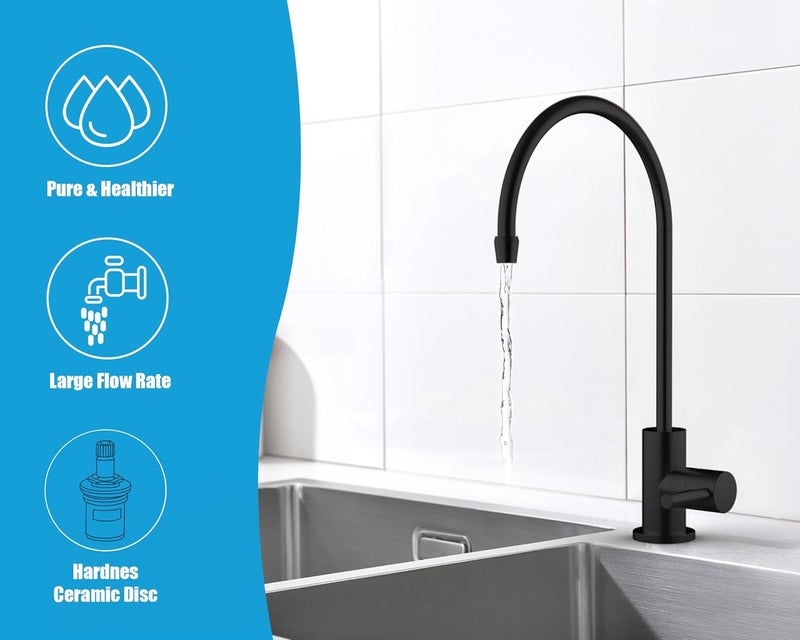 havin Black Bar Sink Faucet, RO Water Filter Faucet,Drinking Water Faucet fits Most Water Filtration System, Kitchen Reverse Osmosis Faucet, Stainless Steel Filter Tap, Beverage Faucet for Bar Sink - Image 4