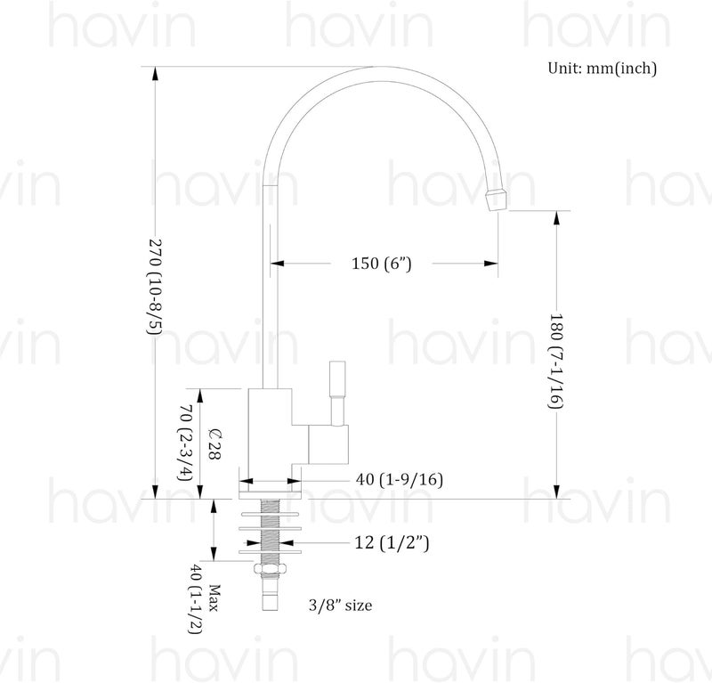 havin Black Bar Sink Faucet, RO Water Filter Faucet,Drinking Water Faucet fits Most Water Filtration System, Kitchen Reverse Osmosis Faucet, Stainless Steel Filter Tap, Beverage Faucet for Bar Sink - Image 5