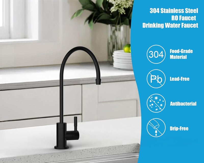 havin Black Bar Sink Faucet, RO Water Filter Faucet,Drinking Water Faucet fits Most Water Filtration System, Kitchen Reverse Osmosis Faucet, Stainless Steel Filter Tap, Beverage Faucet for Bar Sink - Image 3