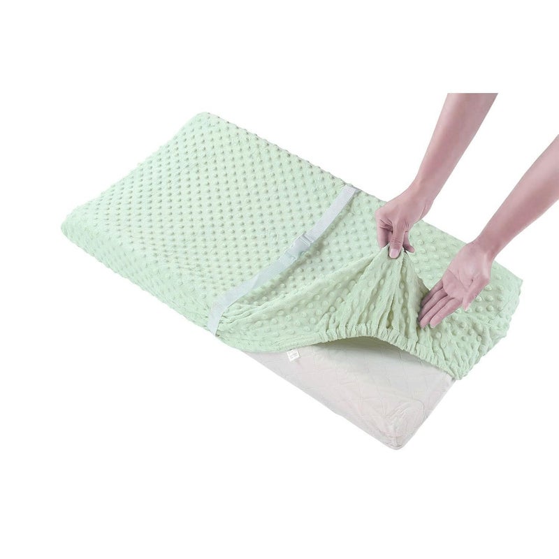 QUENESS Baby Changing Pad Cover, Super Soft Plush Dot Diaper Changing Table Covers for Baby Girls and Boys, Ultra Comfortable, Safe for Babies, Fit 32"/34'' x 16" Pad (Green) - Image 3
