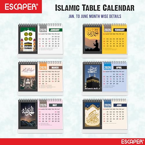 ESCAPER Islamic Desk Calendar 2026 – A5 Muslim Table Calendar with Allah & Ramadan, Decorative Islamic Calendar, Ideal Gift for Muslims - Image 2