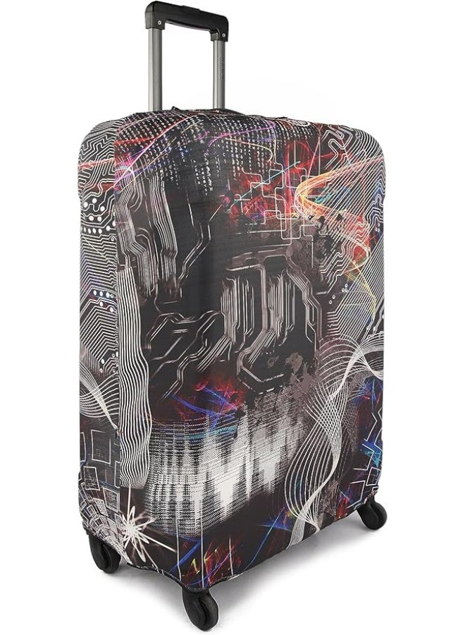 natOnat Travel Luggage Cover Protector - Suitcase Cover with Coloured Pattern- Stretchy, Washable Spandex & Polyester - Protects Against Dirt & Scratches - Tech Explorer Design - Fits 72 -81 CM Height ( X-Large ) - Image 3