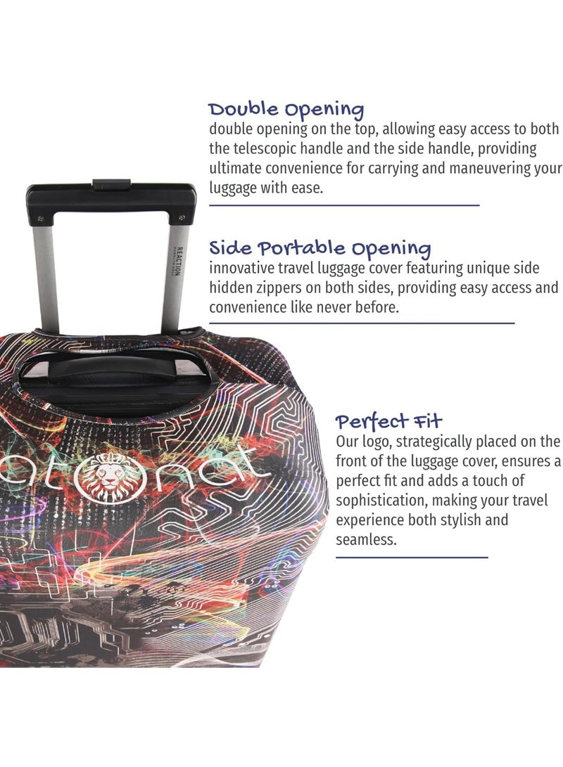 natOnat Travel Luggage Cover Protector - Suitcase Cover with Coloured Pattern- Stretchy, Washable Spandex & Polyester - Protects Against Dirt & Scratches - Tech Explorer Design - Fits 72 -81 CM Height ( X-Large ) - Image 5