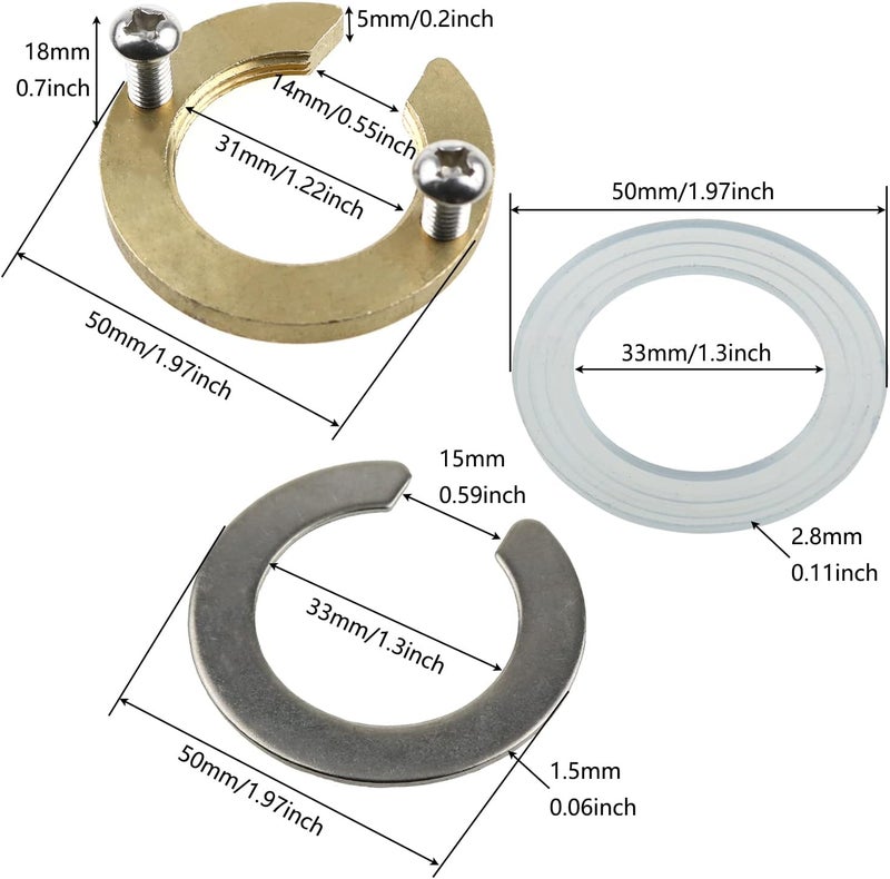 LUORNG 31MM Brass C Type Kitchen Faucet Antiloosing Nut Cap Fastening Circlip Washer Accessory Tool Set Faucet Accessories Wash Basin Tap Fixing Fitting Kit - Image 2