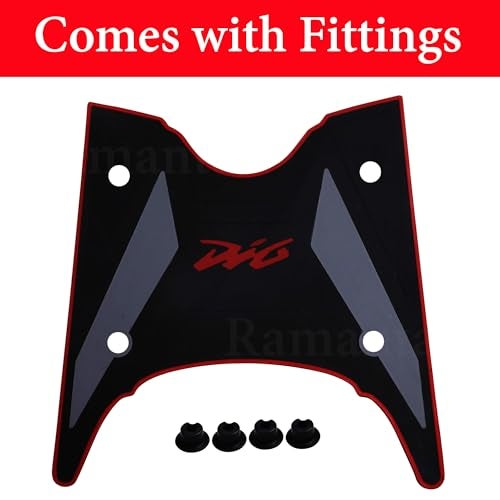 Ramanta Dio Foot Mat 110 BS6 Washable Scooter Anti-Skid Heavy Duty Floor Mat for Scooter | Rubber Anti-Slip Footmat Compatible with for DIO 110 CC BS6 (1 PC with Fittings; Black;Grey;Red) - Image 2