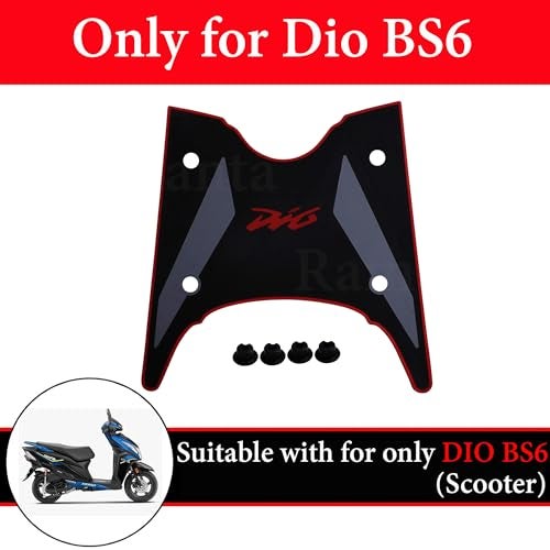 Ramanta Dio Foot Mat 110 BS6 Washable Scooter Anti-Skid Heavy Duty Floor Mat for Scooter | Rubber Anti-Slip Footmat Compatible with for DIO 110 CC BS6 (1 PC with Fittings; Black;Grey;Red) - Image 3