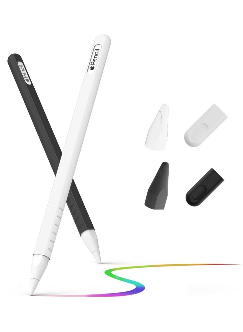 Captaintech Case for Apple Pencil 2nd Generation, 2 Pack Protective Silicone Cover + 2 Nibs Cover Fit for iPad Pro 11 12.9 Inch, Soft Sleeve Compatible with Magnetic Charging and Double Tap - Image 1
