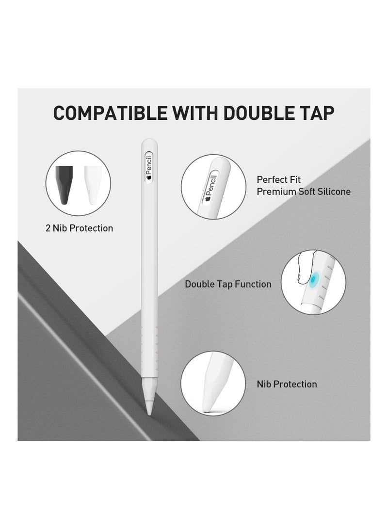 Captaintech Case for Apple Pencil 2nd Generation, 2 Pack Protective Silicone Cover + 2 Nibs Cover Fit for iPad Pro 11 12.9 Inch, Soft Sleeve Compatible with Magnetic Charging and Double Tap - Image 3