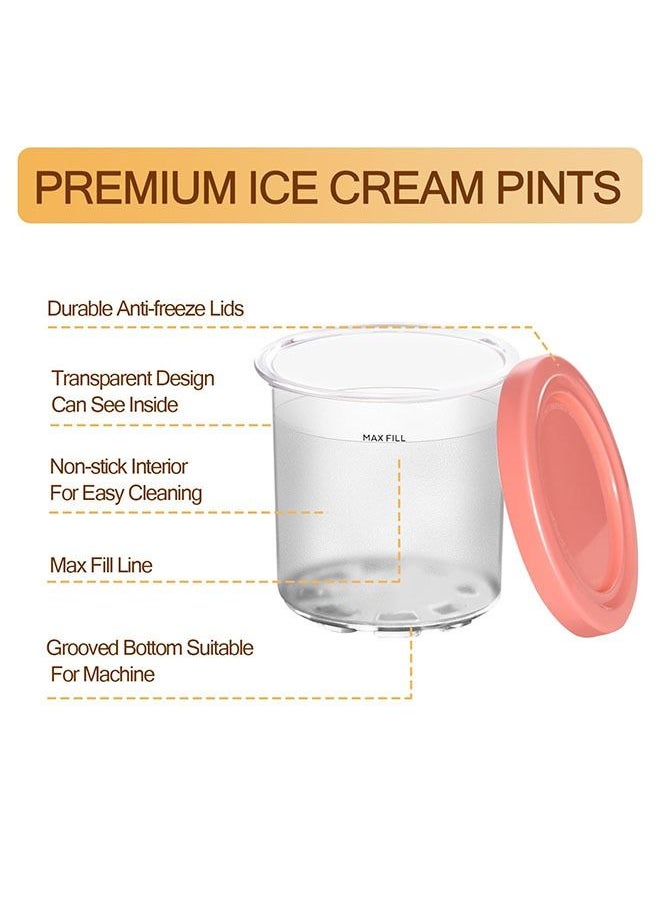 Generic - 4-Piece Ice Cream Pint Containers for Ninja Creami Pints and Lids 16oz Creamy Storage Containers Compatible with NC301 NC300 NC299AMZ Series Ice Cream Maker, BPA-Free, Dishwasher Safe - Image 1
