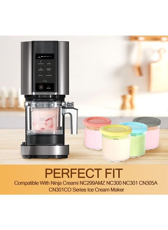 Generic - 4-Piece Ice Cream Pint Containers for Ninja Creami Pints and Lids 16oz Creamy Storage Containers Compatible with NC301 NC300 NC299AMZ Series Ice Cream Maker, BPA-Free, Dishwasher Safe - Image 1