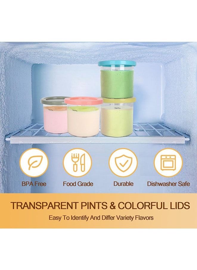 Generic - 4-Piece Ice Cream Pint Containers for Ninja Creami Pints and Lids 16oz Creamy Storage Containers Compatible with NC301 NC300 NC299AMZ Series Ice Cream Maker, BPA-Free, Dishwasher Safe - Image 1