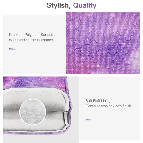 MoKo Padded Ereader Sleeve Case for 6-7 inch Ereader Tablet Bag Protective Cover Pouch with a Carabiner, Compatible with 7" Colorsoft Signature Edition 2024, Purple Starry Sky - Image 3