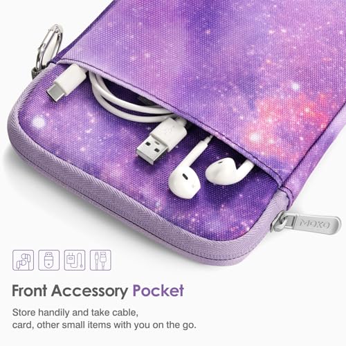MoKo Padded Ereader Sleeve Case for 6-7 inch Ereader Tablet Bag Protective Cover Pouch with a Carabiner, Compatible with 7" Colorsoft Signature Edition 2024, Purple Starry Sky - Image 5