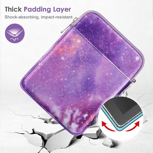MoKo Padded Ereader Sleeve Case for 6-7 inch Ereader Tablet Bag Protective Cover Pouch with a Carabiner, Compatible with 7" Colorsoft Signature Edition 2024, Purple Starry Sky - Image 4