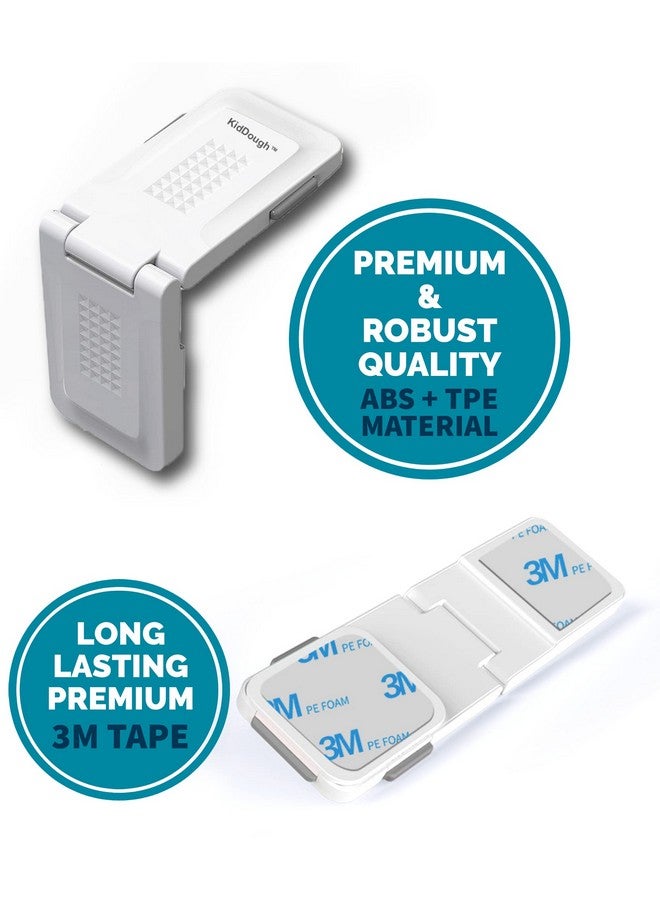 KidDough Baby Proofing Premium Child Safety Lock | For Refrigerator, Cabinets, Drawers, Fridge, Cupboard, Wardrobe, Door | Baby Safety (Pack Of 4,White) - Image 4