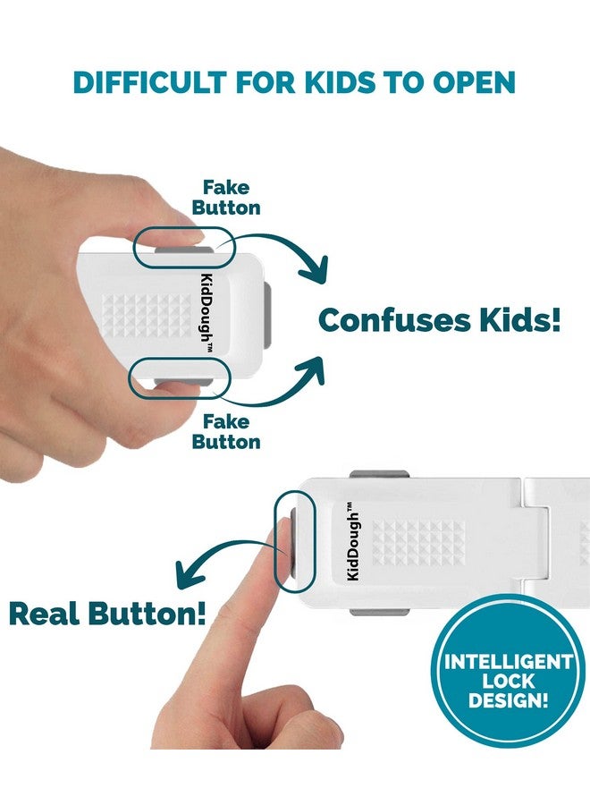 KidDough Baby Proofing Premium Child Safety Lock | For Refrigerator, Cabinets, Drawers, Fridge, Cupboard, Wardrobe, Door | Baby Safety (Pack Of 4,White) - Image 3