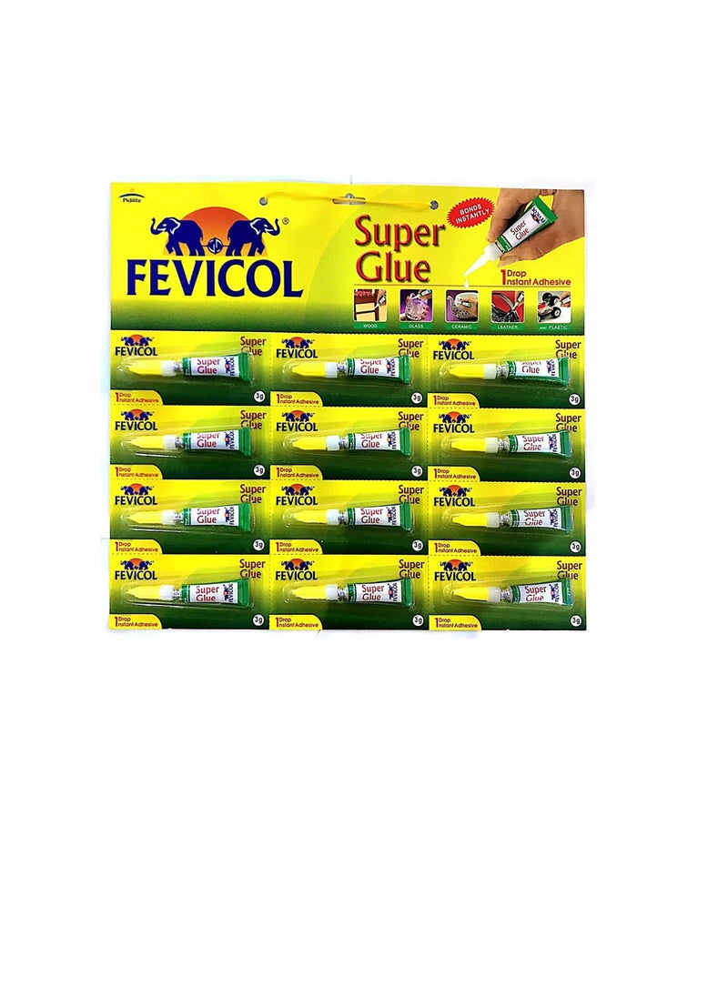 Fevicol - Fevicol Super Glue 1 Drop Instant Adhesive, 3g x 12 Nos - Image 1