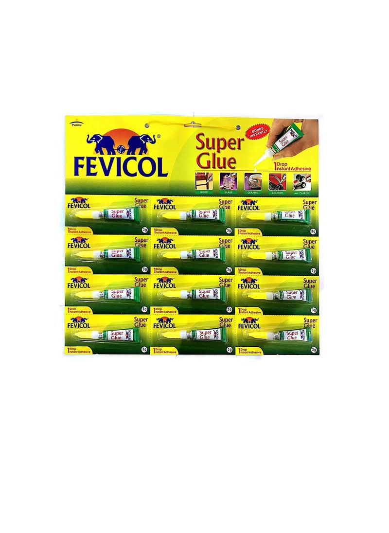 Fevicol - Fevicol Super Glue 1 Drop Instant Adhesive, 3g x 12 Nos - Image 1