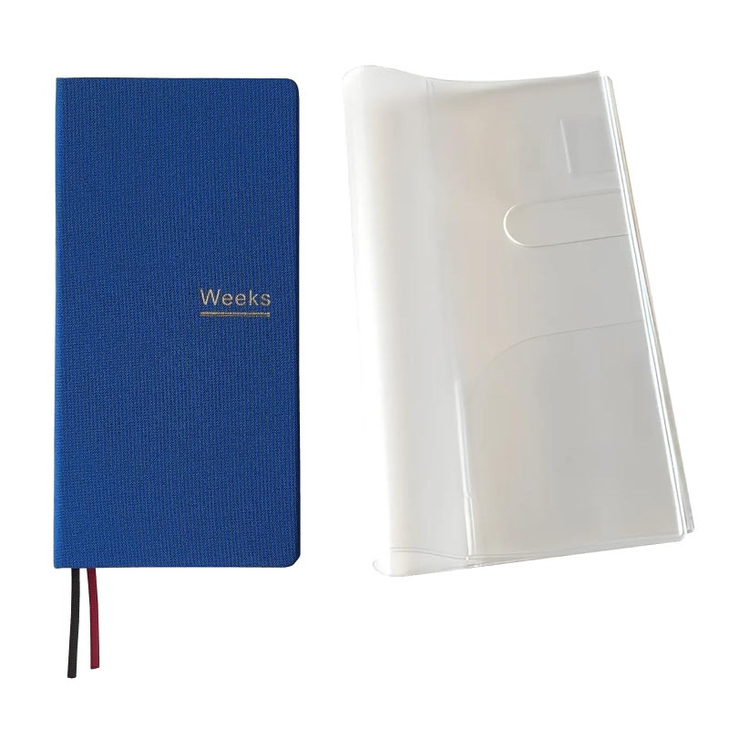 receip Undated Weekly Planner Notebook Pocket Organizer Appointment Book Journal Notebook A6 Week Plan Notepad (Blue with cover) - Image 1