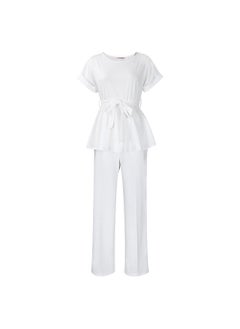 Arabest D3206 European and American Women's 2023 Summer Solid Color Strap Top High Waist Wide Leg Pants Fashion Casual Foreign Trade Suit  - Image 1