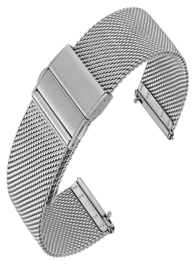 ANNEFIT Mesh Metal Watch Band, 316L Stainless Steel Watch Strap, Quick Release Replacement Bracelet 18mm (Silver) - Image 1