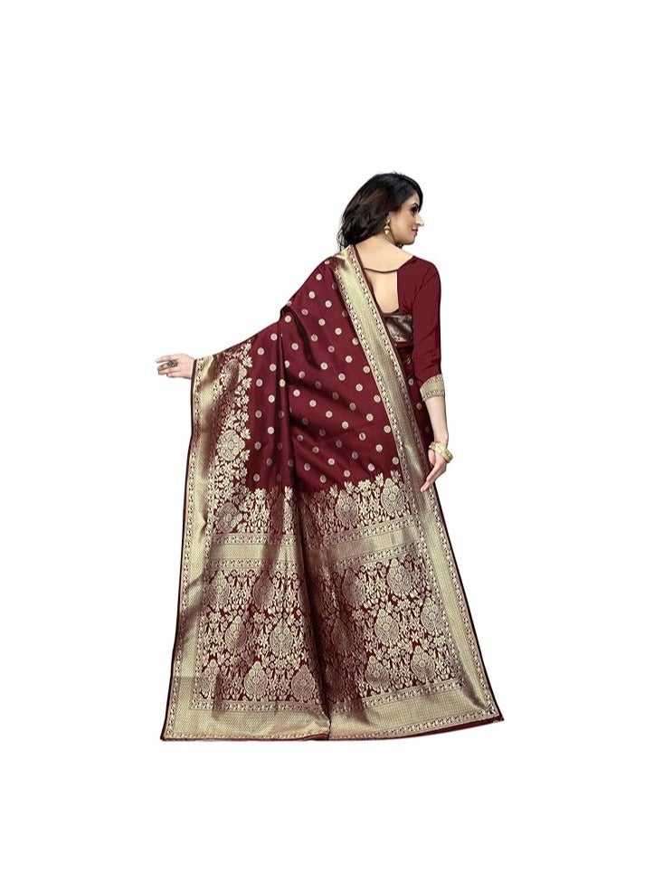 Accessorize Kingdom Women's Pure Kanjivaram Soft Silk Saree Banarasi Type with Blouse Piece - Image 2