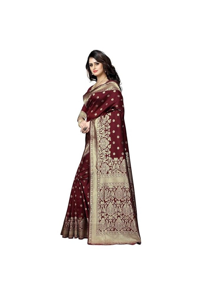 Accessorize Kingdom Women's Pure Kanjivaram Soft Silk Saree Banarasi Type with Blouse Piece - Image 3