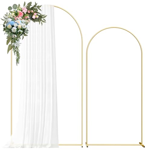 DOYXC Metal Arch Backdrop Stand, 7.2FT+6FT Wedding Arch Frame, Balloon Arch Backdrop Stand Set of 2, Gold Wedding Arch Backdrop Stand for Wedding Birthday Party Baby Shower Graduation Ceremony Decor - Image 1