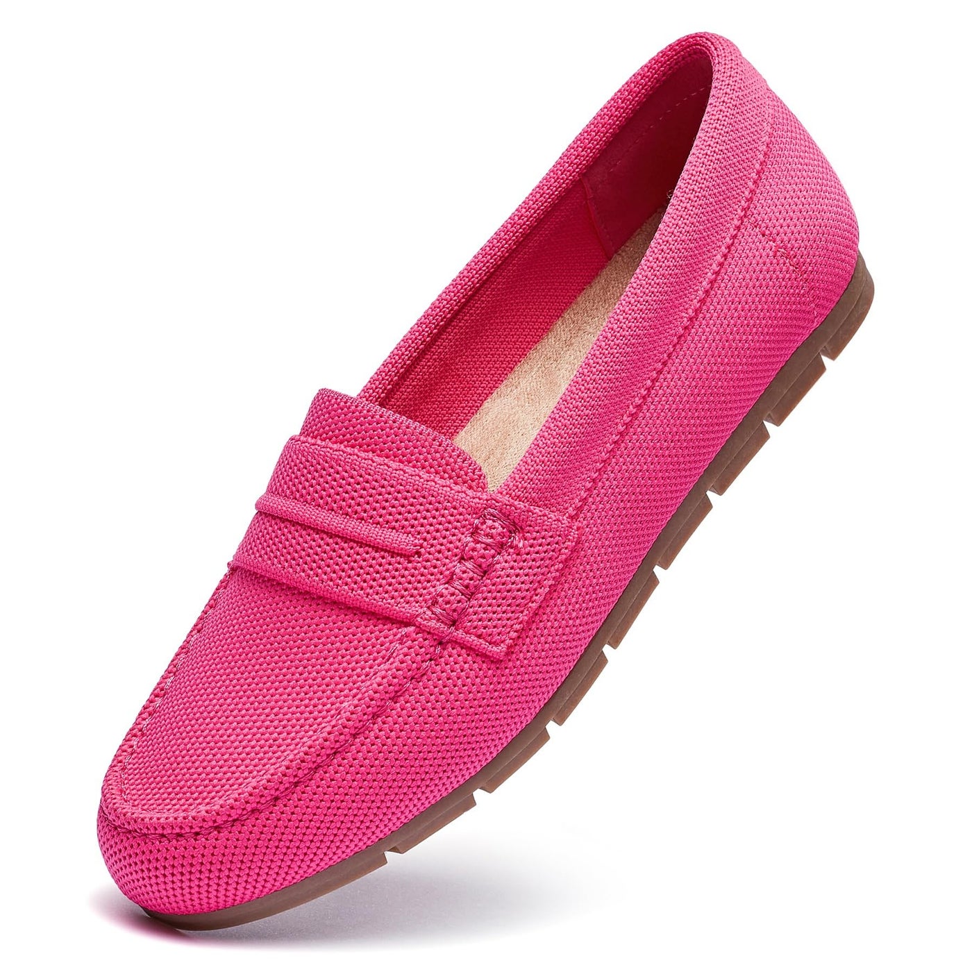 Cvistpieo Loafers for Women Comfortable Dressy Casual Work Flats Lightweight & Breathable Slip On Walking Shoes Knit Pink Size 8.5 Wide Width