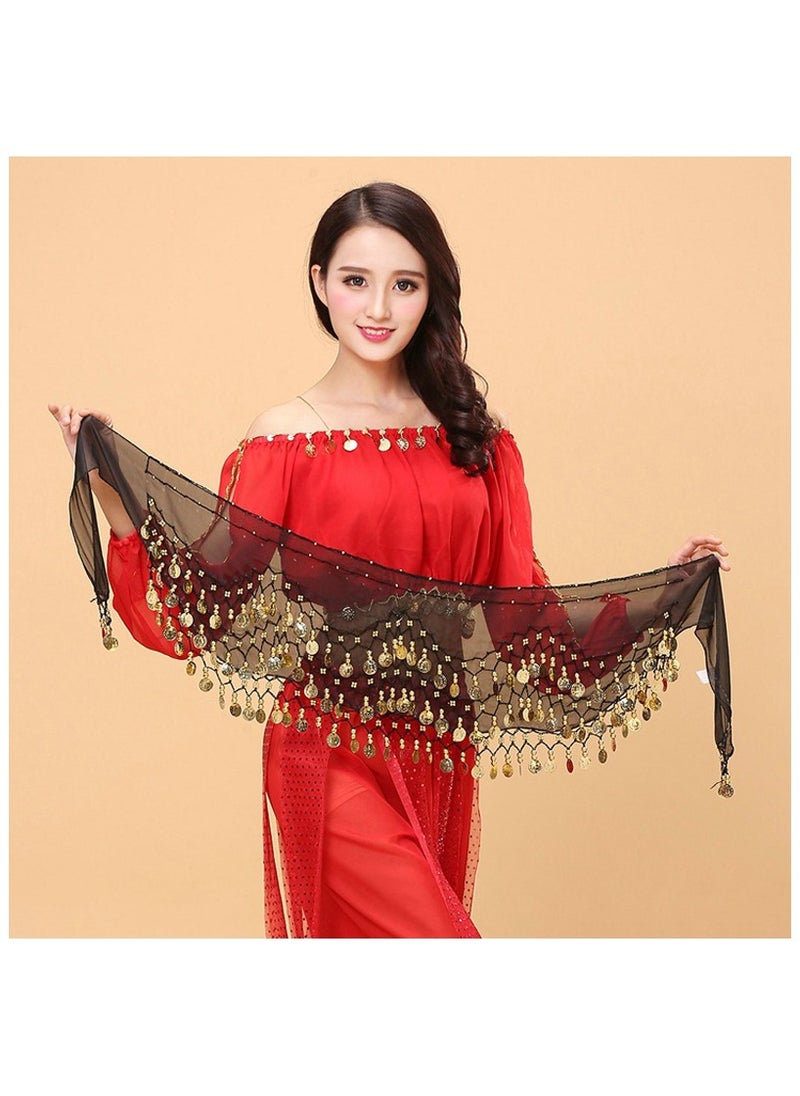 Generic Belly Dance Belt Belly Dance Hip Scarf with 128 Coins  - Image 2