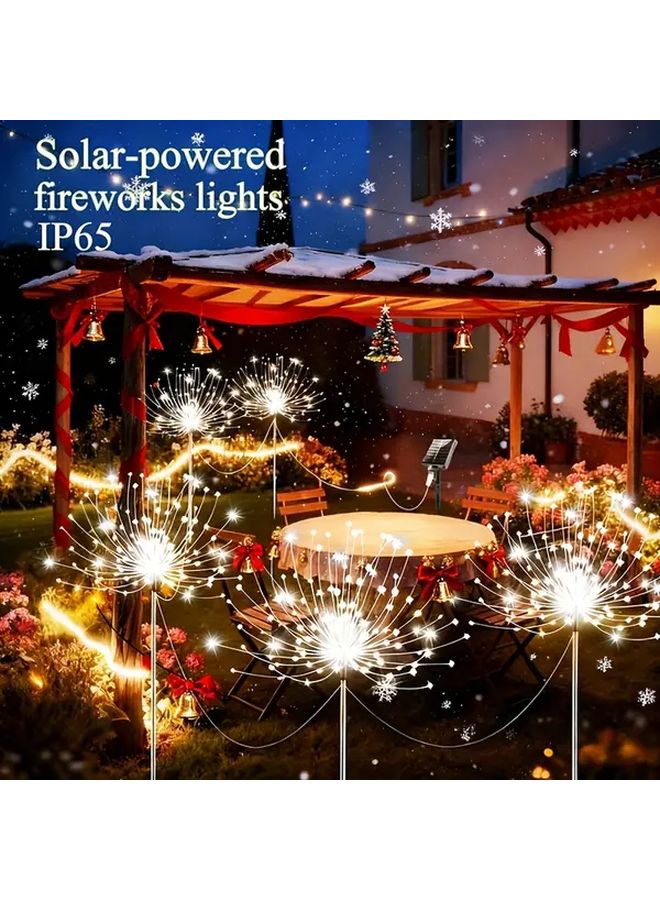 320 مصباح LED 4 قطع أضواء الألعاب النارية الشمسية أبيض دافئ 8 أوضاع استشعار ذكي للحديقة الخارجية - Image 2