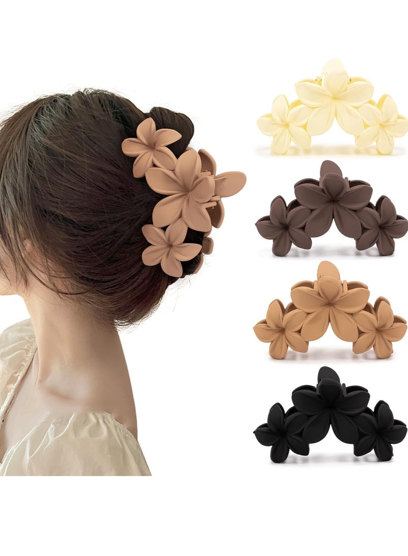 BIGTHREE 4 PCS Flower Hair Strong Hold Jaw Clip, Hair Flower Clip Strong Non-slip Hold Hair Clips, Flower Hair Clips for Thick Hair and Long Hair, Elegant Hair Clips Styling Accessories - Image 1