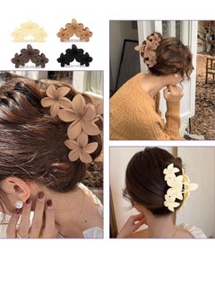 BIGTHREE 4 PCS Flower Hair Strong Hold Jaw Clip, Hair Flower Clip Strong Non-slip Hold Hair Clips, Flower Hair Clips for Thick Hair and Long Hair, Elegant Hair Clips Styling Accessories  - Image 2