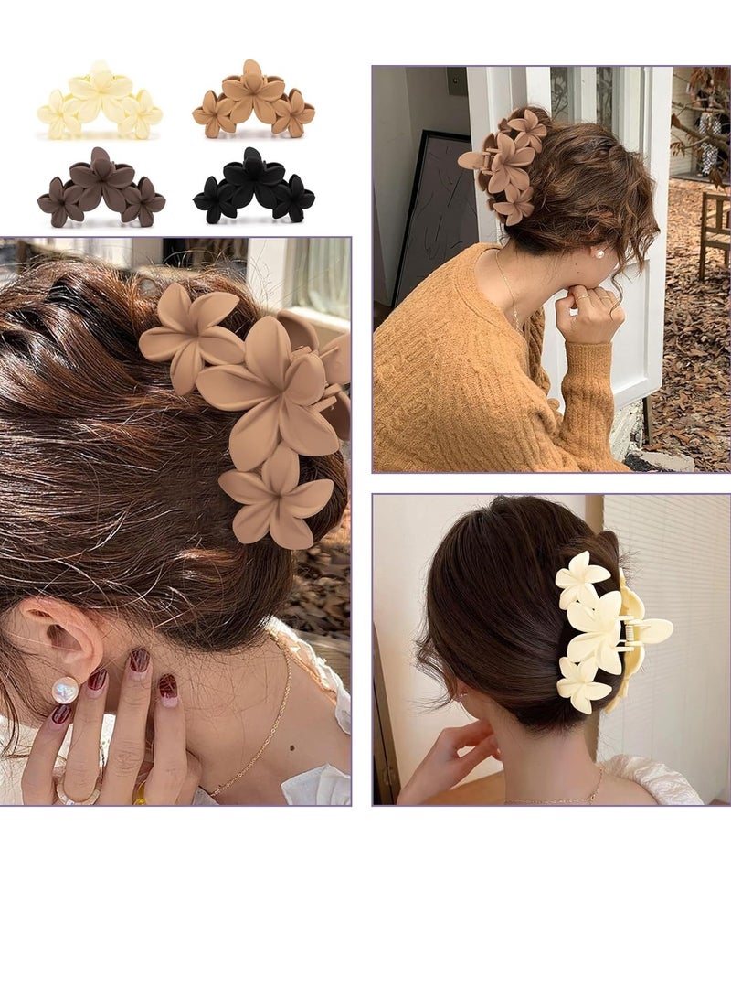 BIGTHREE 4 PCS Flower Hair Strong Hold Jaw Clip, Hair Flower Clip Strong Non-slip Hold Hair Clips, Flower Hair Clips for Thick Hair and Long Hair, Elegant Hair Clips Styling Accessories - Image 2