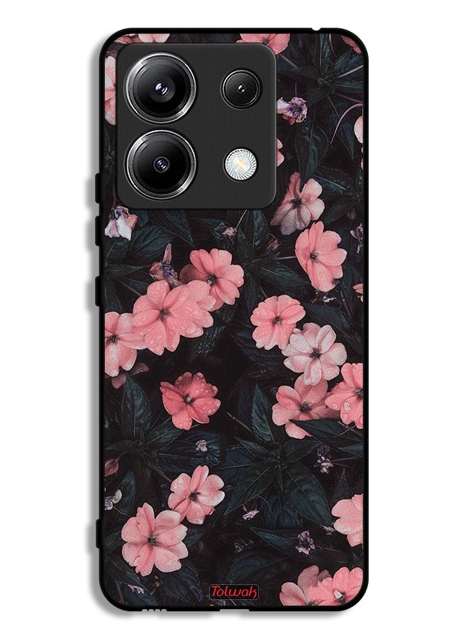Tolwak غطاء حماية لهاتف Xiaomi Redmi Note 13 Pro 5G مزين بزهور صغيرة بلون الخوخ - Image 1