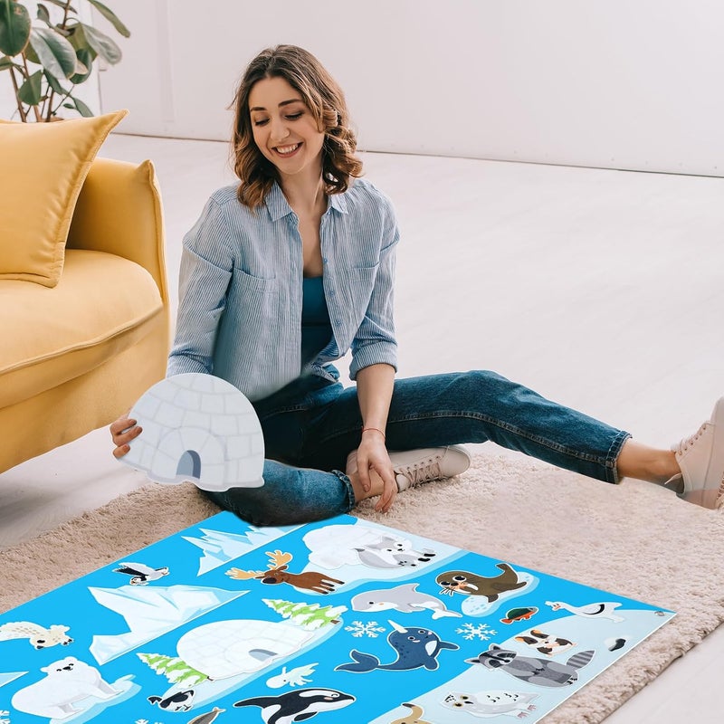 Hahafelt Polar Animals Felt Board Story Set Hanging Wall Flannel Board Arctic Antarctica Ocean Animal Bear Penguin Whale Felt Story Board Pieces for Early Learning Play Interactive Teaching - Image 5