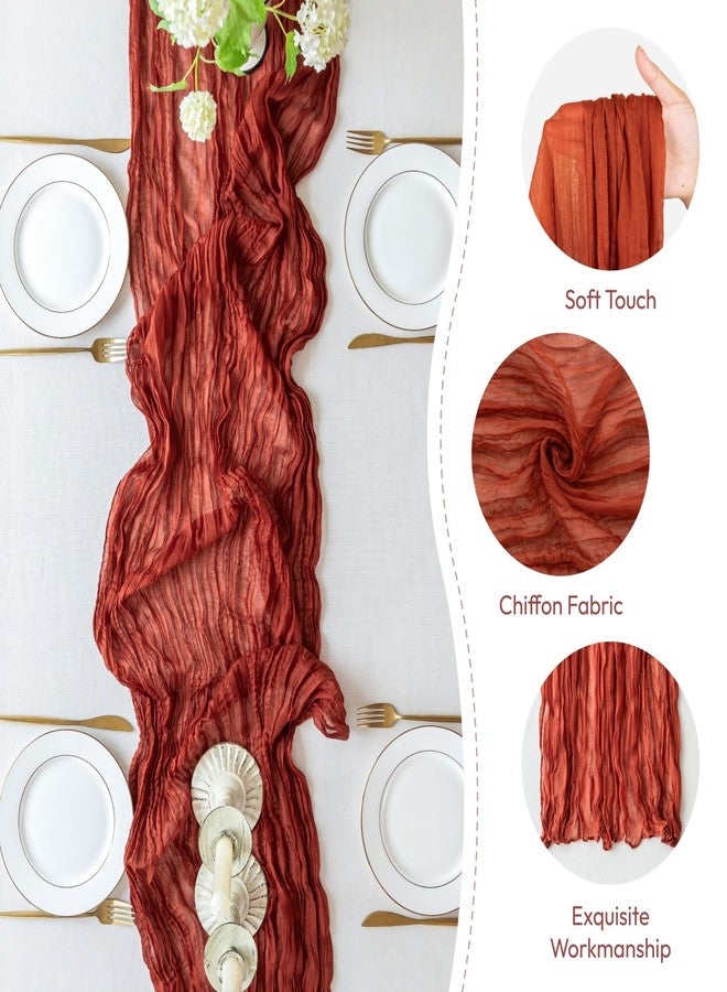 Sioloc Terracotta Table Cloth Cheesecloth Table Runner 10ft Rustic for Tea Wedding Party Baby Bridal Centerpiece Fall Decor for Home Halloween Thanksgiving - Image 2