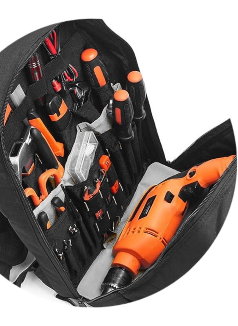 HENNY BAGS HENNY BAGS Tool Bag Backpack 50 Pockets Premium Heavy Duty Urban CORD Professional Electrician Technician Industrial Multipurpose Storage BACKPACK  - Image 2